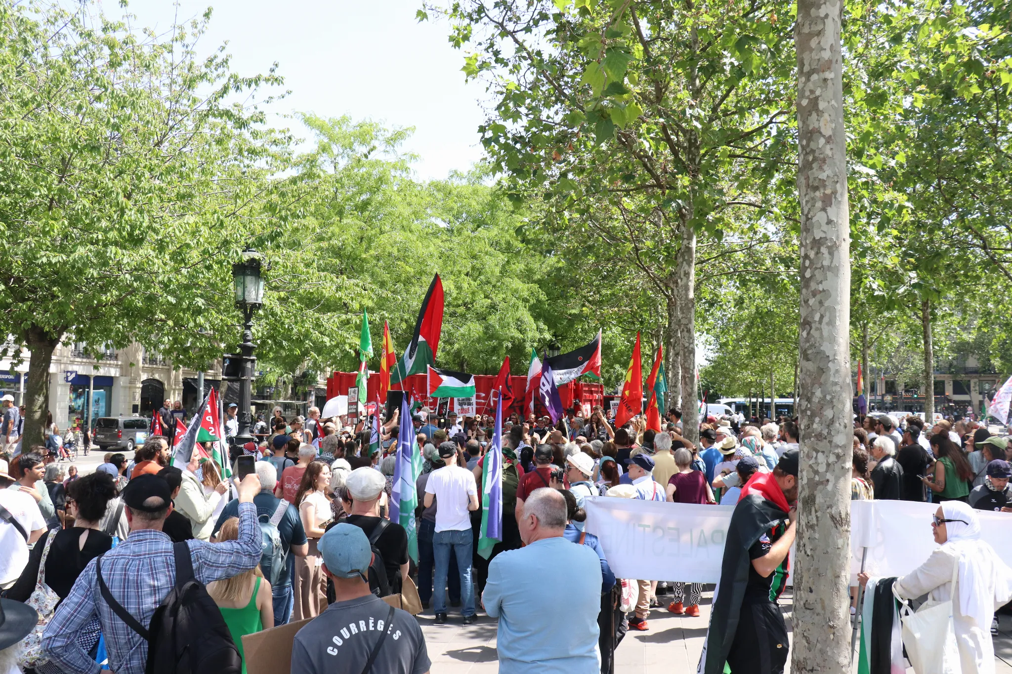 Paris'te Küresel Sumud Filosu aktivistlerine destek gösterisi yapıldı